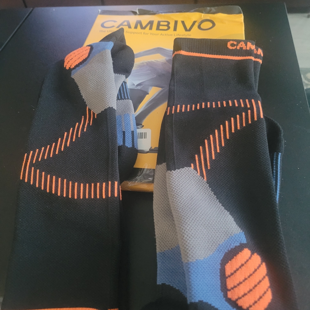 Men's Black and Orange Athletic Socks